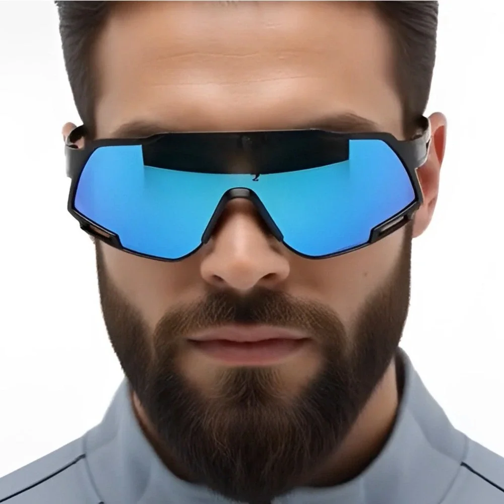Sport Men Sunglasses Blue Mirrored Lens Cycling Running Glasses Light Weight New
